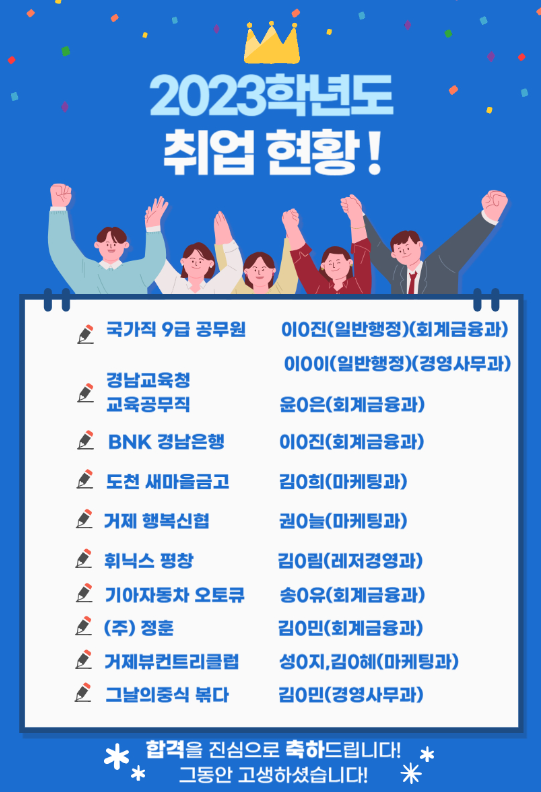 2023학년도 주요 취업 현황(공무원,금융권 등)